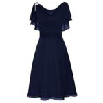 Funnygals – Women Loose Chiffon Dress Flattering Cape Wear to Work Elegant Evening Dress for Cocktail Party Plus Size Dark Blue