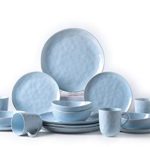 Pangu 16-Piece Dinnerware Set, Service for 4, Light Blue, 4 Bowls, 4 Dishs, 4 Salad Plates, 4 Mugs, Kitchen, MINIMALISM