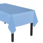 Party Essentials Heavy Duty Plastic Table Cover Available in 44 Colors, 54″ x 108″, Light Blue