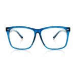 5zero1 Fake Glasses Big Frame Clear For Women Men Fashion Classic Retro Costumes Party Halloween, Blue