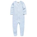 O2Baby Baby Boys Girls Organic Cotton Zip Front Sleeper Pajamas, Footed Sleep ‘n Play ?Newborn,Blue?