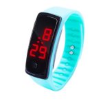 Sports Watch,LED Digital Display Bracelet Watch Students Silica Gel Sports Watch(Light blue)