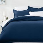 AmazonBasics Light-Weight Microfiber Duvet Cover Set with Snap Buttons – King, Navy Blue