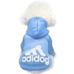 Moolecole Adidog Pet Dog Hooded Clothes Apparel Puppy Cat Warm Hoodies Coat Sweater for Small Dogs(M, Light Blue)