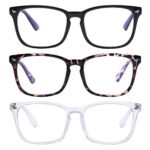 Unisex Blue Light Blocking Glasses Blue Filter Computer Glasses (Anti Eye Eyestrain) Gaming Glasses for Women Man (3pc-Leopard-Black-White)