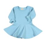 Infant Toddler Baby Girls Dress Pink Ruffle Long Sleeves Cotton (2-3Year(3T), Blue)