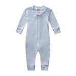 Owlivia Organic Cotton Baby Boy Girl Zip Front Sleep N Play Pajama Sleeper, Footless, Long Sleeve (Size 0-18 Month) (3-6 Months, Blue)