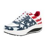 Memela Clearance sale Women Sneakers Lightweight American Flag Flock Roman Slip On Pantshoes Wedges Casual Shoes (Dark Blue, 8 M US)