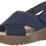 Skechers Women’s Petite Parallel-PLOT-Square Perf Peep Toe Slingback Wedge Sandal, Navy, 11 M US