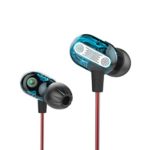 Livoty Dynamic HiFi Dual Driver In Ear Earphone Noise Isolating Sports Earbuds With MIC (Blue)