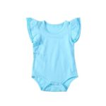 Infant Baby Girl Basic Ruffle Short Sleeve Cotton Romper Bodysuit Tops Clothes ,Blue,3-9 Months(80)