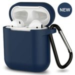 AirPods Case,SATLITOG Protective Silicone Cover Compatible with Apple AirPods 2 and 1(Not for Wireless Charging Case)(Dark Blue)