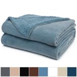 The Connecticut Home Company Micromink Velvet with Sherpa Bed Throw Blanket, King Size, 108×90, Super Soft, Large Wrinkle Resistant Blankets, Warm Hypoallergenic Washable Throws for Beds, Slate Blue