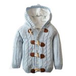 Baby Toddler Boys Girls Striped Long Sleeve Sweaters Cardigan Warm Outerwear Jacket Light Blue