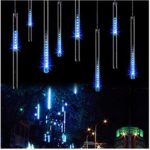 OMGAI 50CM 12 Tubes 576 LED Meteor Shower Rain Lights – Waterproof Drop Icicle Snow Falling Raindrop Cascading Lights for Garden Wedding Party Christmas Shine Blue