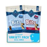 Blue Buffalo Blue Bits Natural Soft-Moist Training Dog Treats, Chicken & Beef Recipes 16-oz Bag Variety Pack, 2Ct