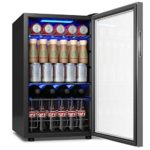 COSTWAY Beverage Refrigerator and Cooler, 76 Can Mini Fridge with Glass Door for Soda Beer or Wine Small Drink Dispenser Machine for Office or Bar (17″x 17.5″x29″)