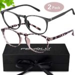 FEIYOLD Blue Light Blocking Glasses Women/Men,FDA Approved Anti Eyestrain Computer Gaming Glasses(2Pack)