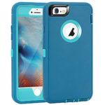 Maxcury Crosstreesports iPhone 6 Case iPhone 6s Case Heavy Duty Shockproof Series Case for iPhone 6/6S (4.7″)-V2 with Built-in Screen Protector Compatible with All US Carriers – Teal and Lt Blue