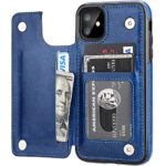 OT ONETOP iPhone 11 Wallet Case with Card Holder, PU Leather Kickstand Card Slots Case,Double Magnetic Clasp and Durable Shockproof Cover for iPhone 11 6.1 Inch(Blue)
