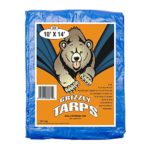 B-Air Grizzly Tarps – Large Multi-Purpose, Waterproof, Heavy Duty Poly Tarp Cover – 5 Mil Thick (Blue – 10 x 14 Feet)
