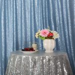 Eternal Beauty Baby Blue Sequin Wedding Backdrop Photography Background Party Curtain, 6Ft X 6Ft