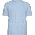 Gentlemens Collection Mens Guayabera Shirt – Embroidered Light Blue X-Large