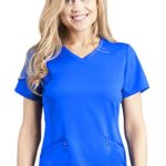 Purple Label Yoga Juliet 2245 V-Neck Scrub Top with Stretch Side Panels- Galaxy Blue- X-Large