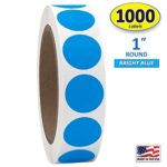 1″ Bright Blue Round Color Coding Circle Dot Labels on a Roll, 1000 Stickers, 1 inch Diameter.