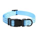 Mile High Life Dog Collar | Nylon with Reflective Three 3M Straps | Sky Blue, Small Neck 11″-15″ -20 lb