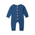 Newborn Kids Baby Boys Cute Solid Color Long Sleeve Hooded Romper Jumpsuit Top Outfits Clothes (0-6 Months, Blue-Long Sleeve)