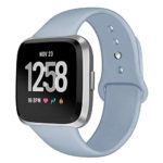 Kmasic Sport Band Compatible with Fitbit Versa/Fitbit Versa 2/Fitbit Versa Lite Edition, Soft Silicone Strap Replacement Wristband Versa Smart Fitness Watch, Small, Light Blue