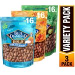 Blue Diamond Almonds BOLD Favorites Variety Pack – Salt ‘n Vinegar, Habanero BBQ, & Wasabi & Soy Sauce, BOLD Variety Pack, 16 Ounce (Pack of 3)