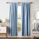 AmazonBasics Room Darkening Blackout Window Curtains with Tie Backs Set, 52″ x 84″, Smoke Blue