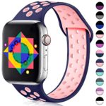 ilopee Compatible with Apple Watch Band 38mm 40mm, Premium Silicone Bracelet for iWatch Series 5 4 3 2 1, Navy Blue/Pink, S/M