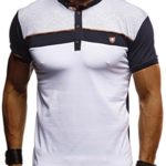 LEIF NELSON Men’s Modern Basic T-Shirt with Buttons Shortsleeve Hoodie Sweater Jacket Slim Fit LN1425; Medium, Dark Blue