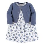Luvable Friends Baby Girls Dress and Cardigan Set, Blue Floral, 18-24 Months (24M)