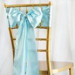 BalsaCircle 100 Light Blue Satin Chair Sashes Bows Ties for Wedding Decorations Party Supplies Events Chair Covers Decor Banquet Reception