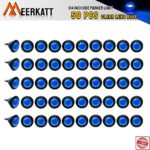 Meerkatt (Pack of 50) 3/4 Inch Mini Round Blue LED Flush Mount Side Marker Clearance Lamp Indicator Light Ferry Boat Truck Lorry Caravan Trailer Jeep Waterproof black rubber grommets 12V DC Universal