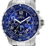 Invicta Men’s 6621 II Collection Chronograph Stainless Steel Silver/Blue Dial Watch