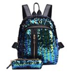 Thenlian Fashion Girl Sequins School Bag Backpack Travel Shoulder Bag+Clutch Wallet (Sky Blue)