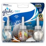 Glade PlugIns Scented Oil Refill Blue Odyssey, Essential Oil Infused Wall Plug In, Up to 50 Days of Continuous Fragrance, 2.01 FL OZ, Pack of 3
