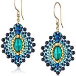 Miguel Ases Blue Gold Stone Lotus Earrings