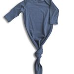 Baby Gown Newborn, Knotted Infant Sleeper for Baby Girl and Boy in a Canvas Bag (Blue Indigo, Newborn)