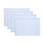 Solino Home Pure Linen Placemats – Light Blue, 14 x 19 Inch Set of 4 Athena – 100% Pure Linen Natural Fabric – Handcrafted Machine Washable