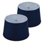 FenchelShades.com Set of 2 Lampshades 10″ Top Diameter x 12″ Bottom Diameter x 8″ Slant Height with Washer (Spider) Attachment for Lamps with a Harp (Linen Navy Blue)