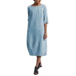 Womens Plus Size Dress Summer Style Feminino Vestido T-shirt Solid Color Cotton Dress(Light blue,XL)