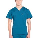 CHEROKEE Workwear Professionals WW675 Men’s V-Neck Top, Caribbean Blue, Medium