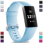 Hamile Replacement Bands Compatible for Fitbit Charge 3, Classic Edition Adjustable Sport Wristbands Watch Strap for Fitbit Charge 3, Small, Light Blue