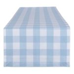 DII Buffalo Check Tabletop Collection for Family Dinners, Special Occasions and Everyday Use, Indoor/Outdoor, Table Runner, 14×72, Light Blue & White